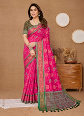 Glossy Looking Saree in Pink